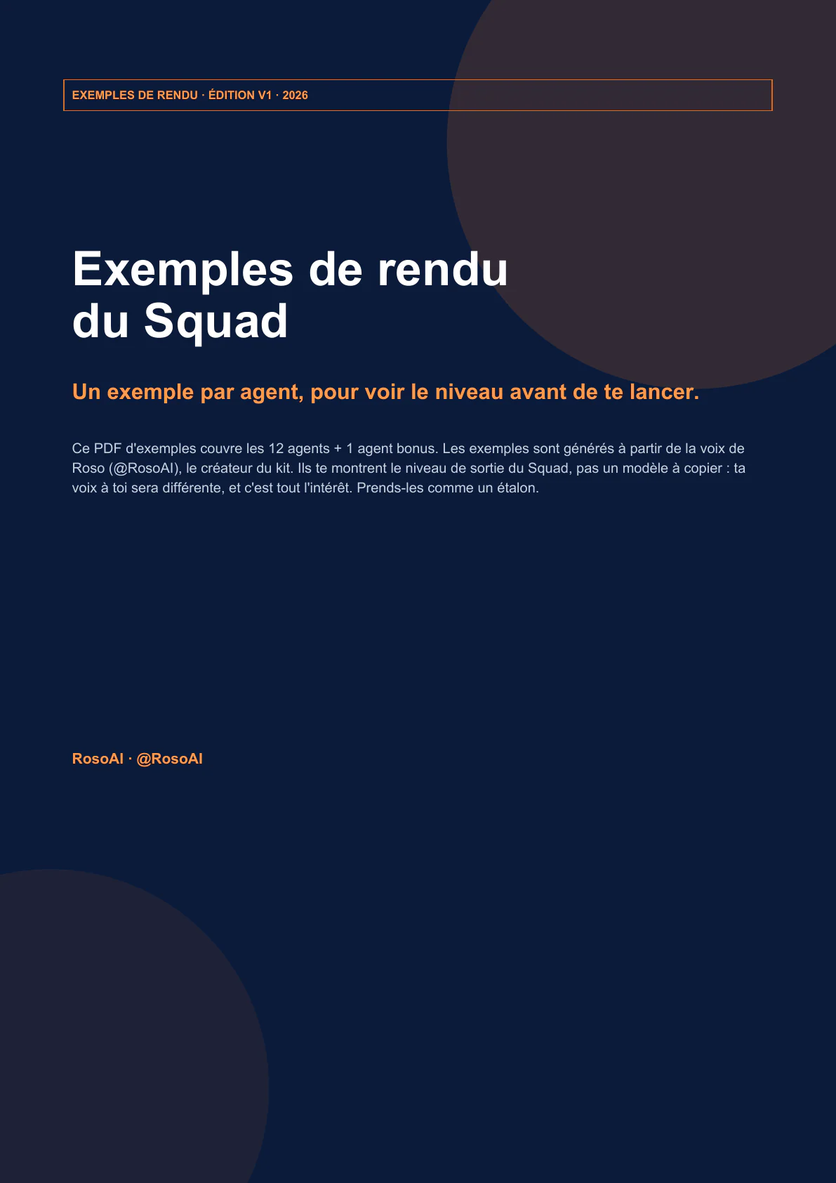 Couverture du PDF d'exemples du Roso Marketing Squad